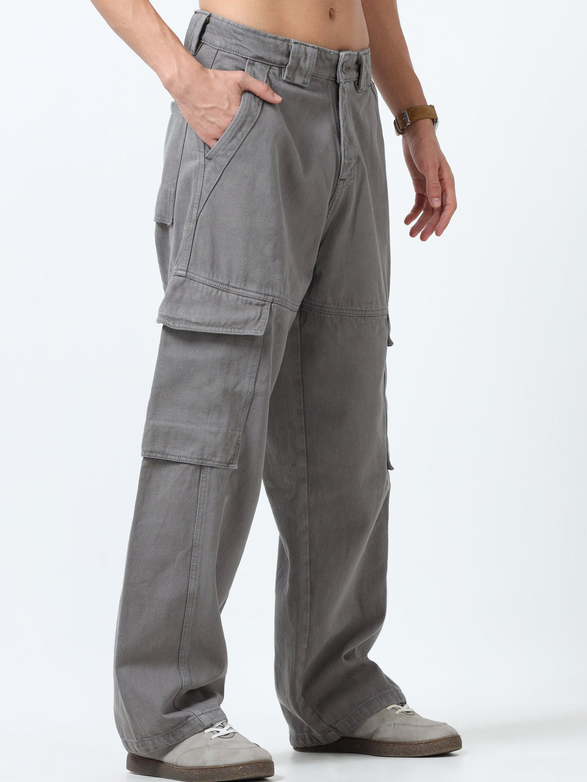 Maverick - Baggy Cargo Jeans - Grey - Espanshe