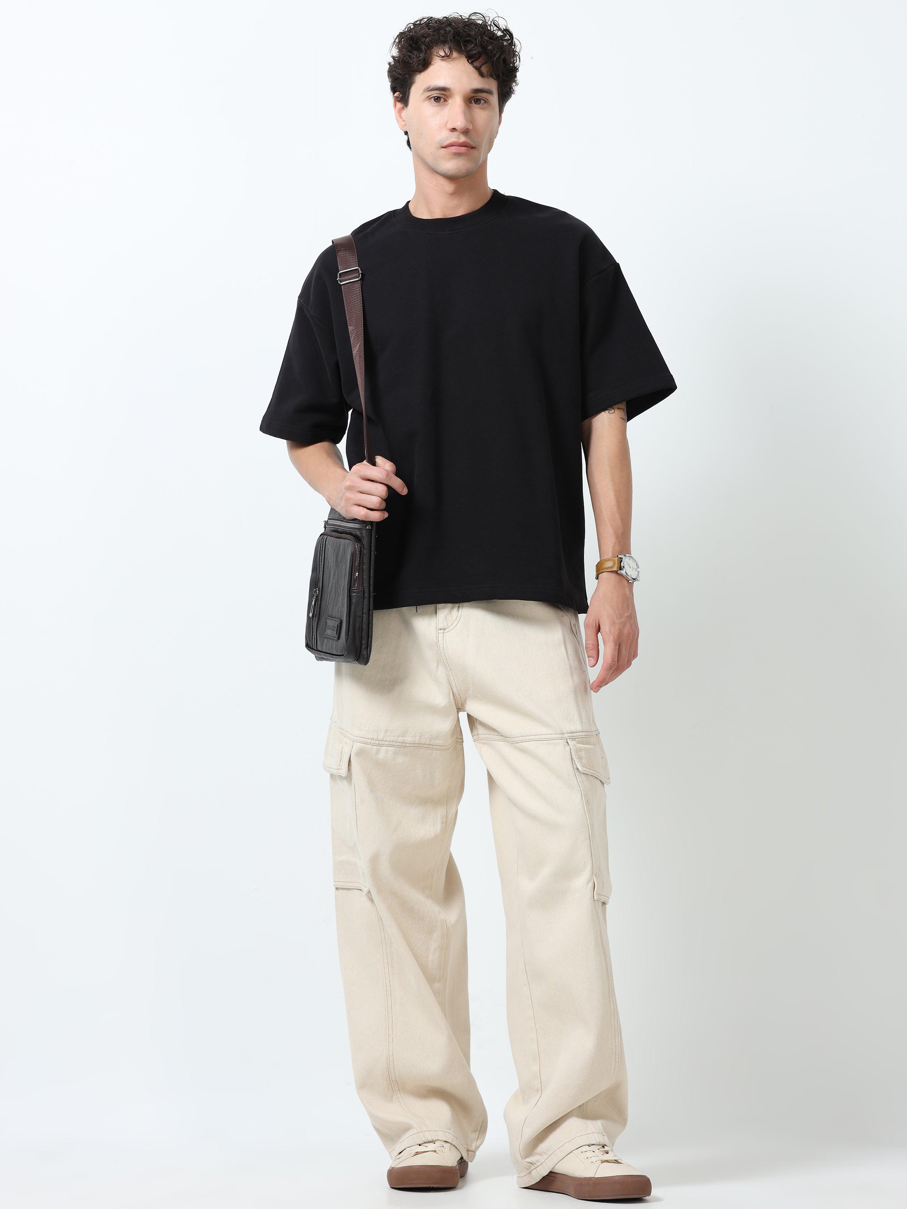 Maverick - Baggy Cargo Jeans - Cream – Espanshe