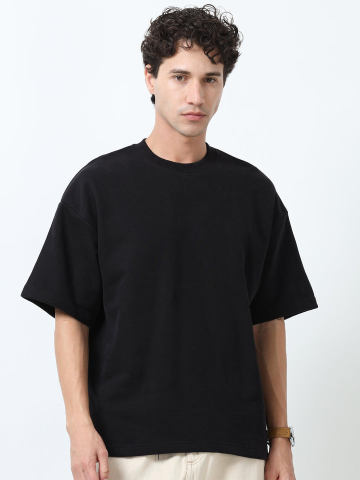 Elowen - Oversized Round neck T Shirt - Black - Espanshe