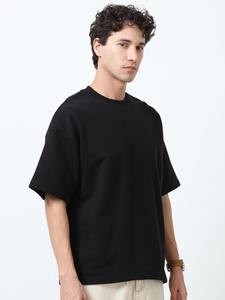 Elowen - Oversized Round neck T Shirt - Black - Espanshe