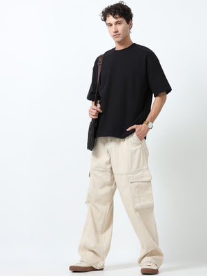 Elowen - Oversized Round neck
 t-Shirt with five sleeve - Espanshe
round neck tshirt for men
five sleeve tshirt for men