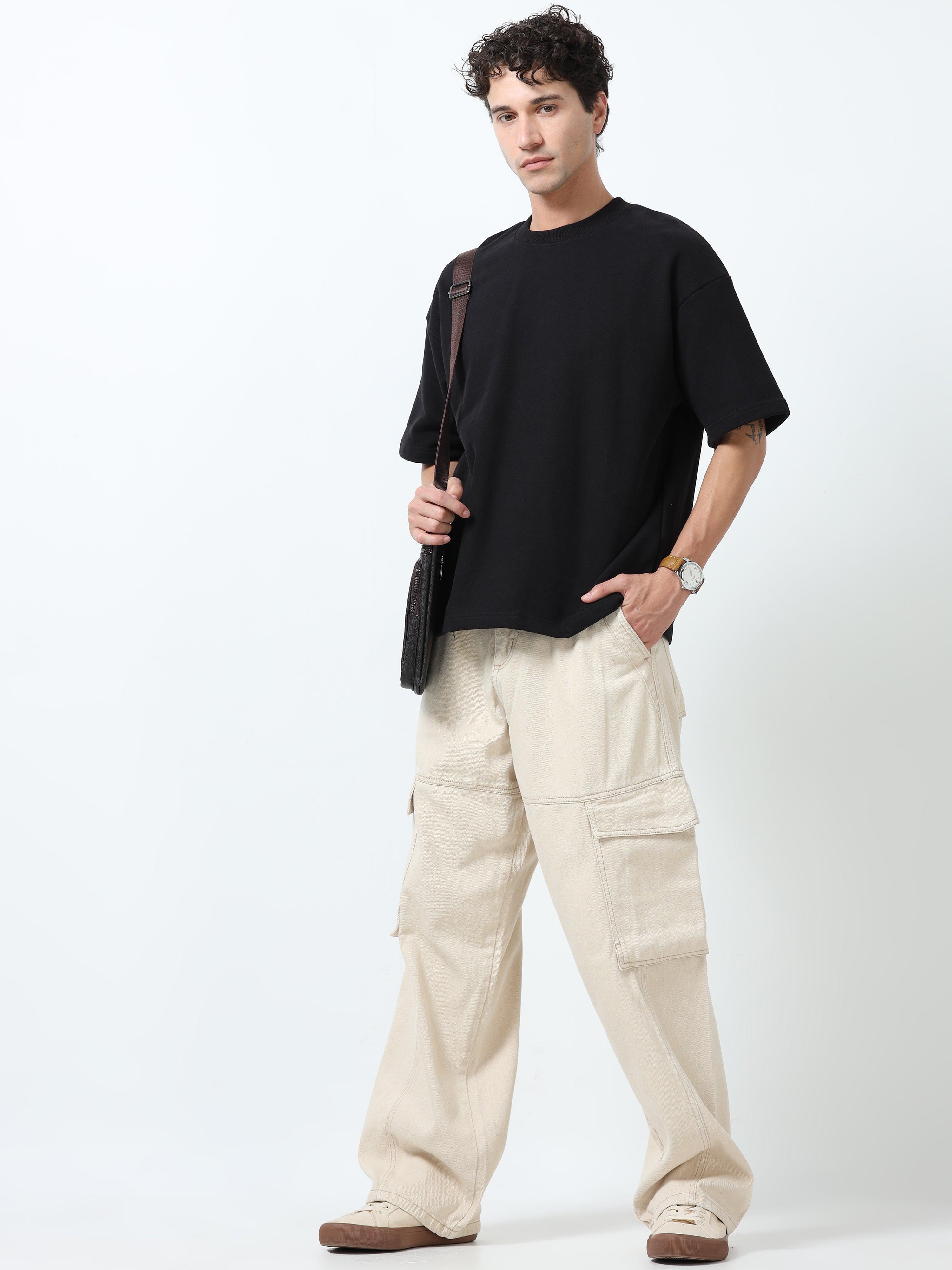 Elowen - Oversized Round neck
 t-Shirt with five sleeve - Espanshe
round neck tshirt for men
five sleeve tshirt for men