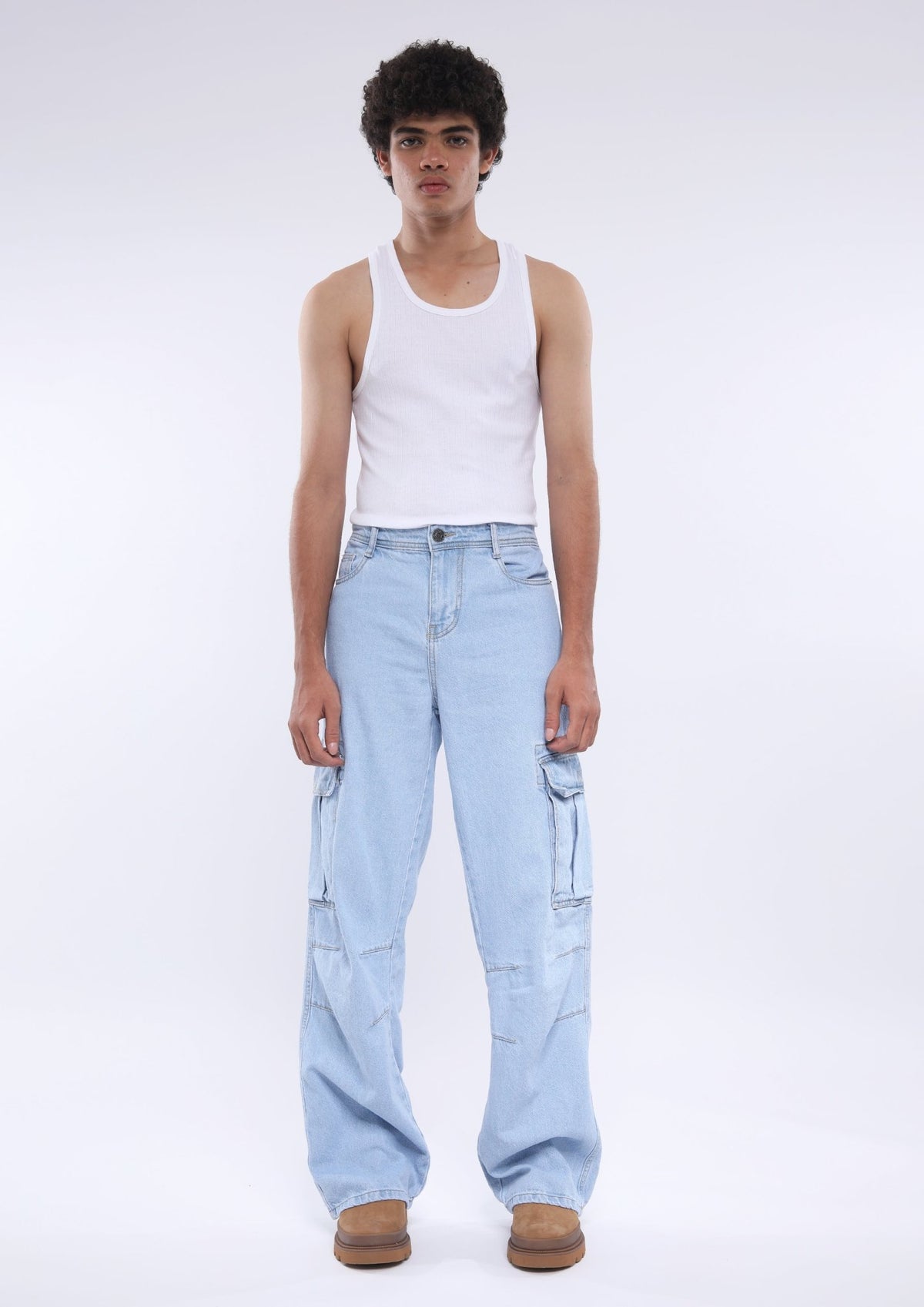 Arlo - Loose Cargo Jeans - Light Blue - Espanshe
