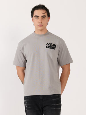 Men's Graphic Light Grey Loose Fit T-Shirt