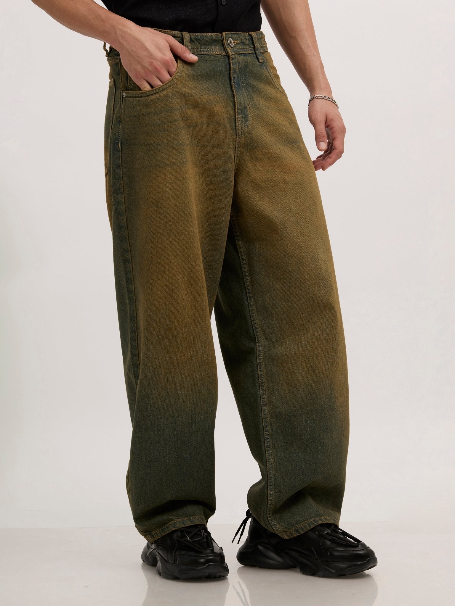 Pixel Rip - Super Baggy Jeans - Stained Blue - Espanshe