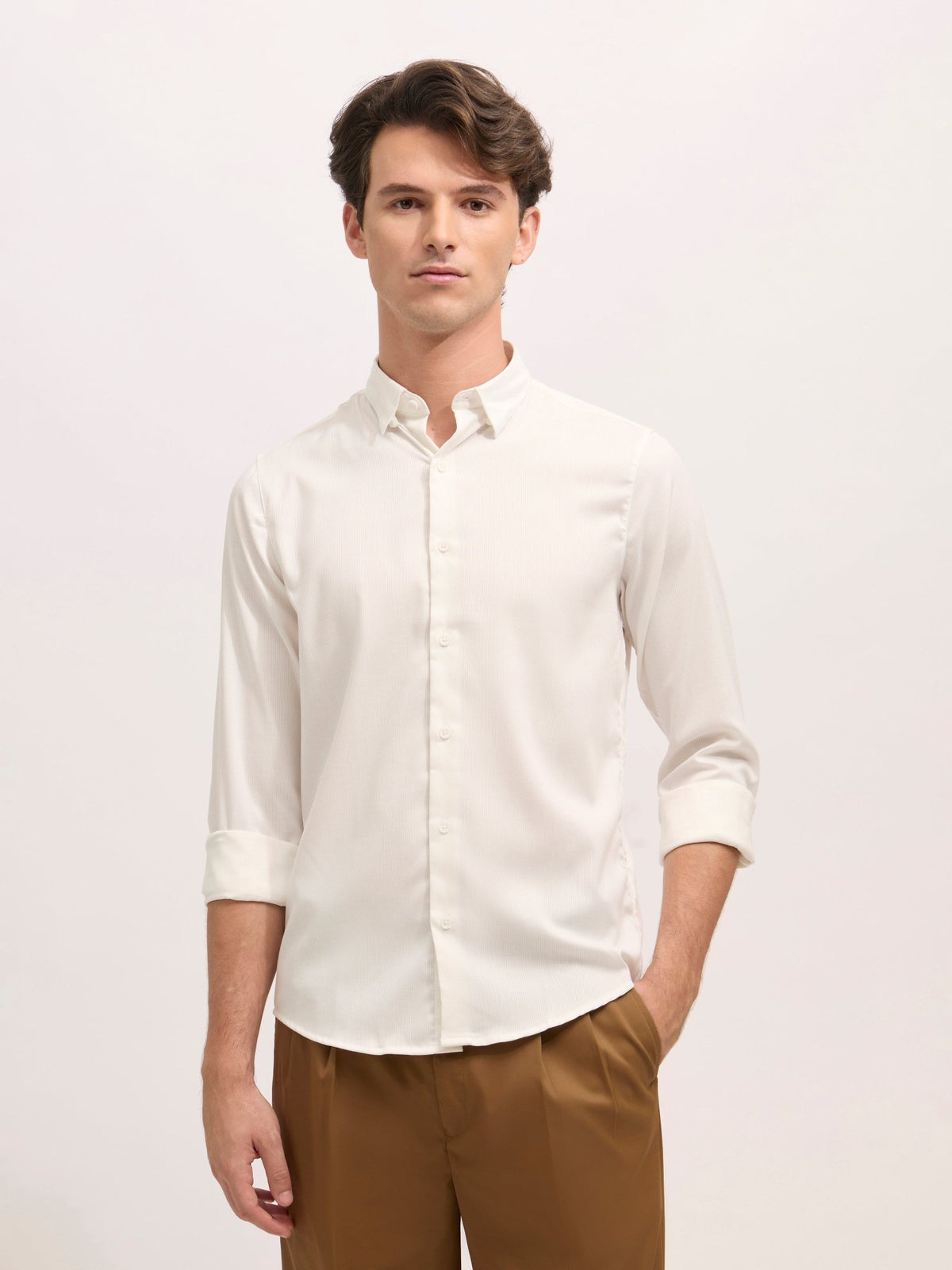 Ivar - Turkish Fit Striped Shirt - White - Espanshe