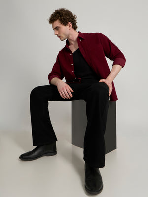 Men's Relaxed Corduroy Shirt - maroon