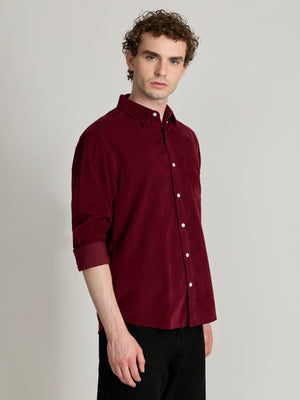 Men's Relaxed Corduroy Shirt - maroon