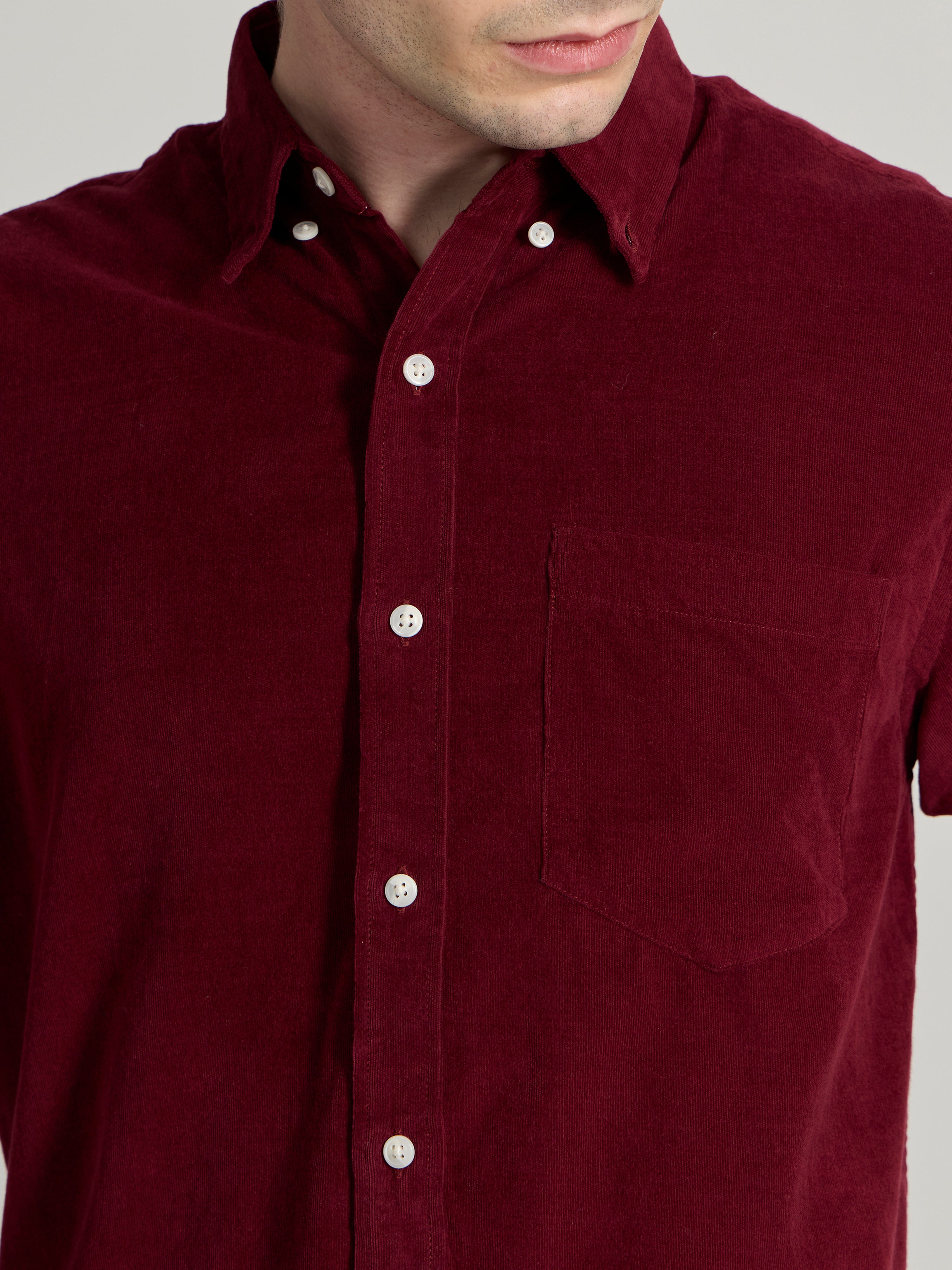 Men's Relaxed Corduroy Shirt - maroon