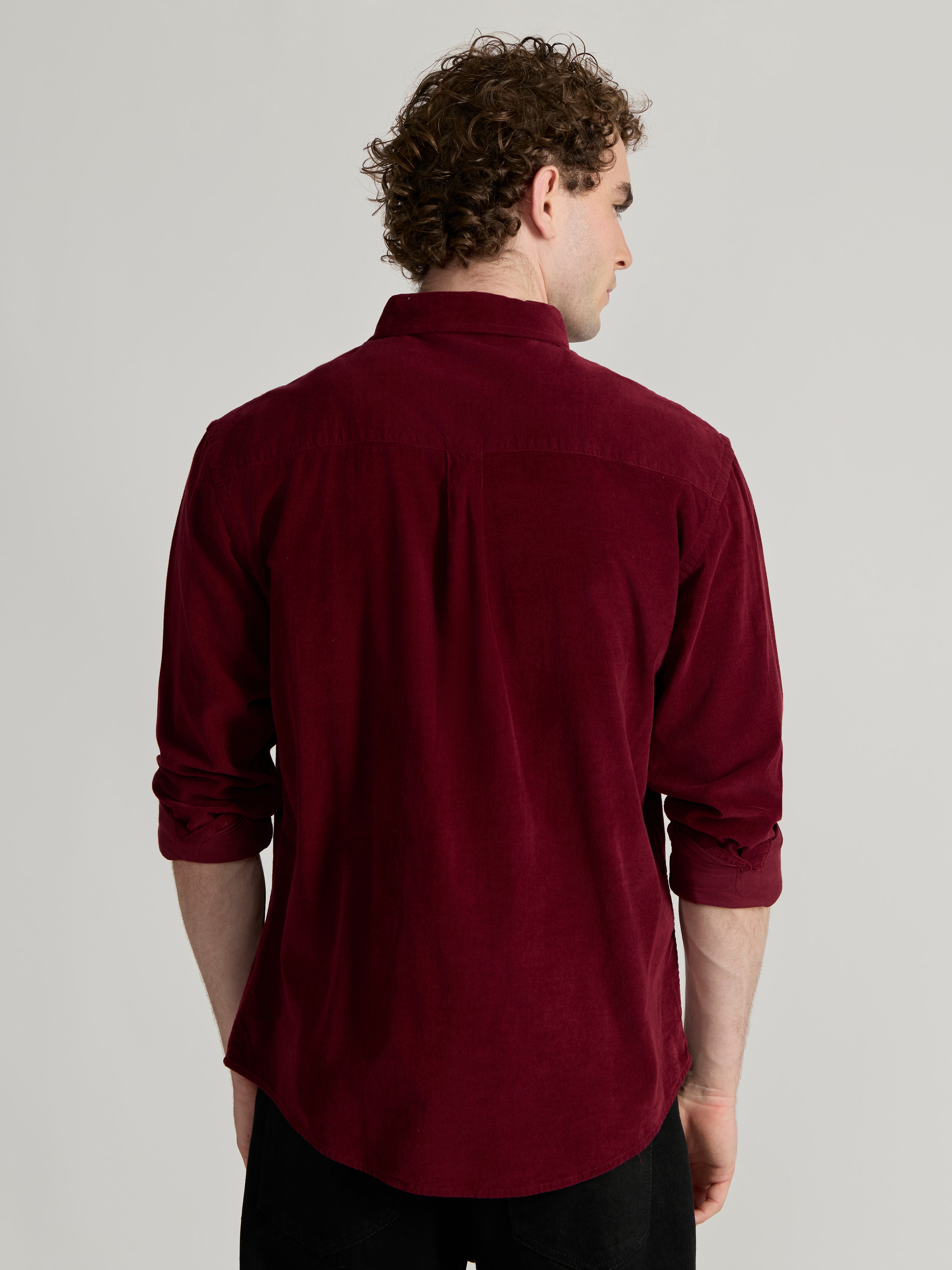 Men's Relaxed Corduroy Shirt - maroon