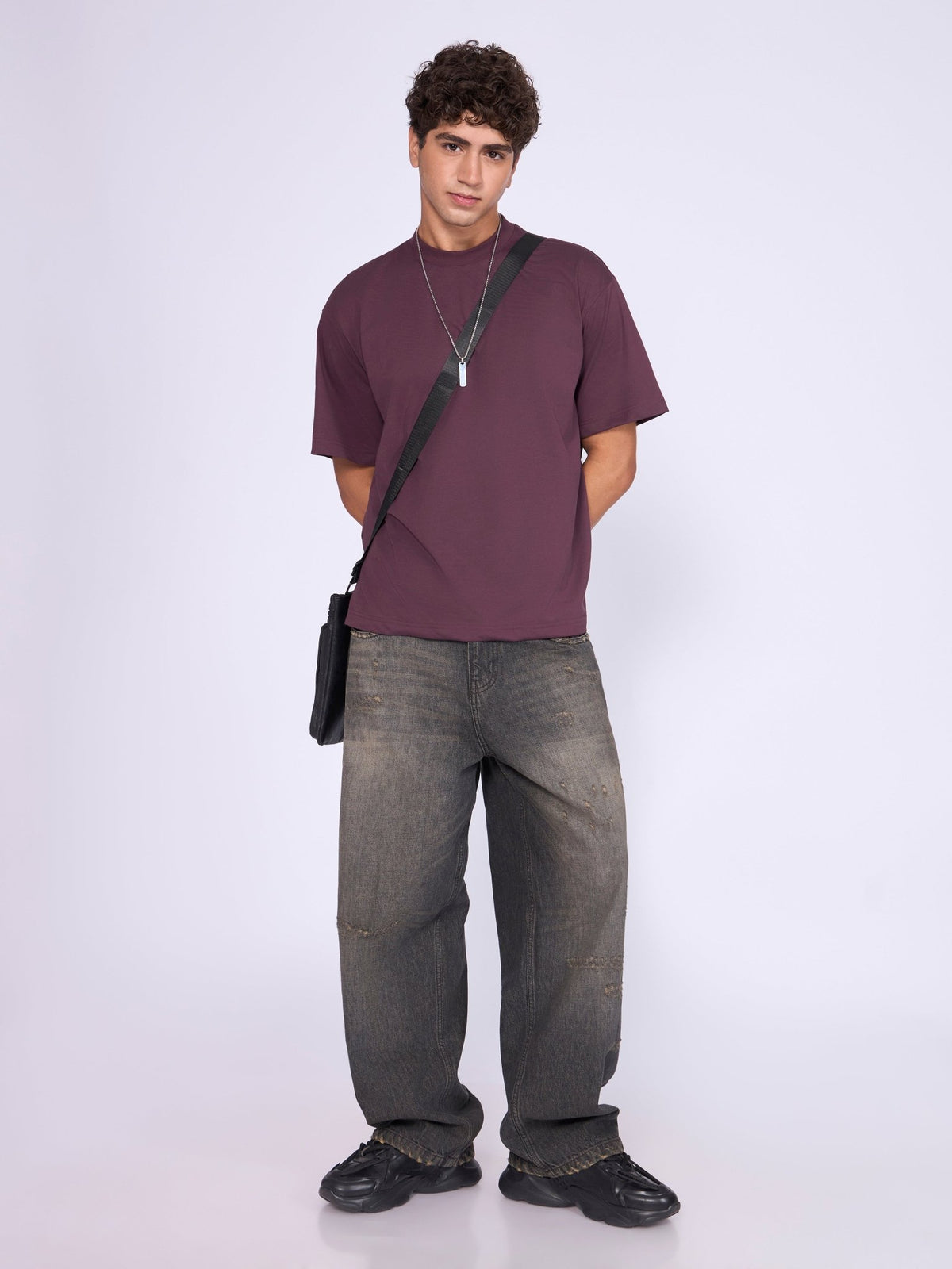 Stirling - Loose Fit T-Shirt - Midnight Plum - Espanshe