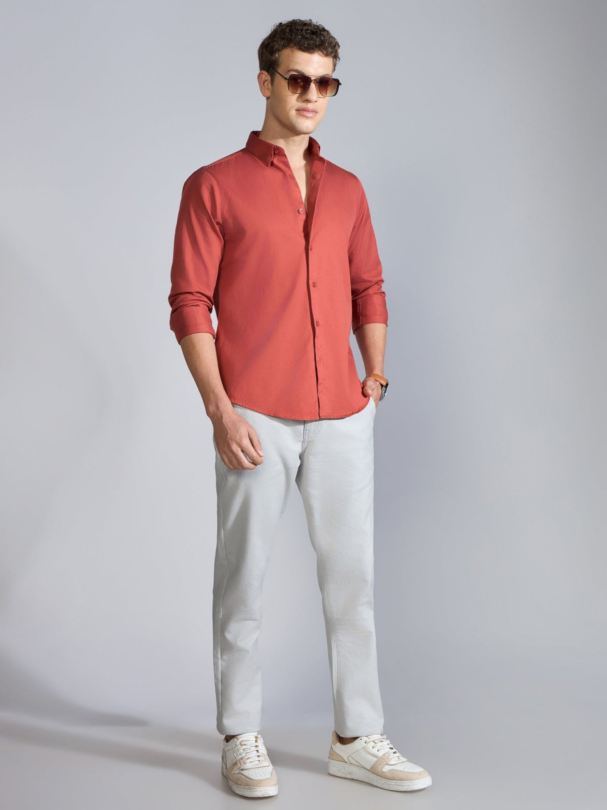 Orren - Slim Fit Cotton Pant - Light Grey - Espanshe