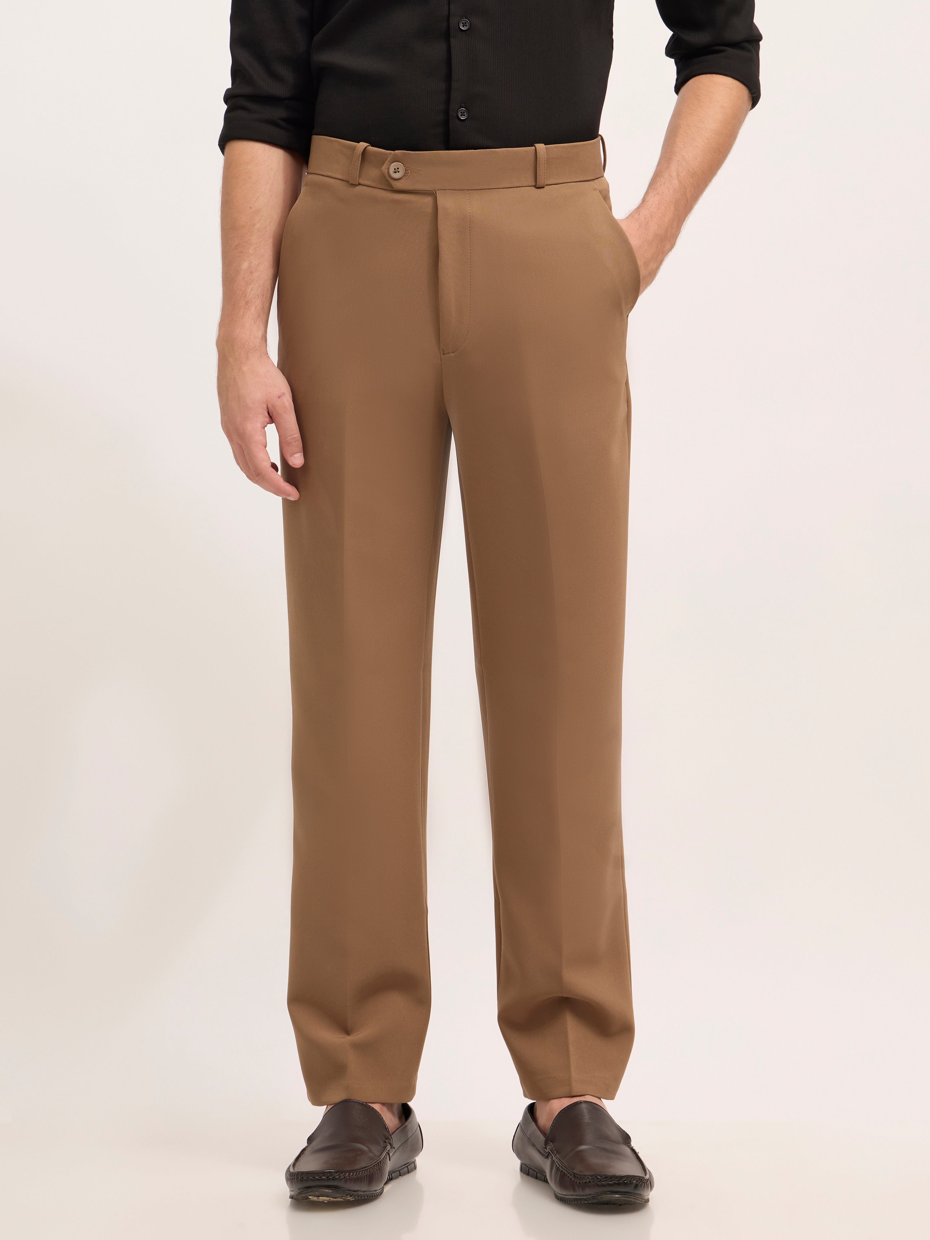 men's Straight Fit Formal Pant - Brown