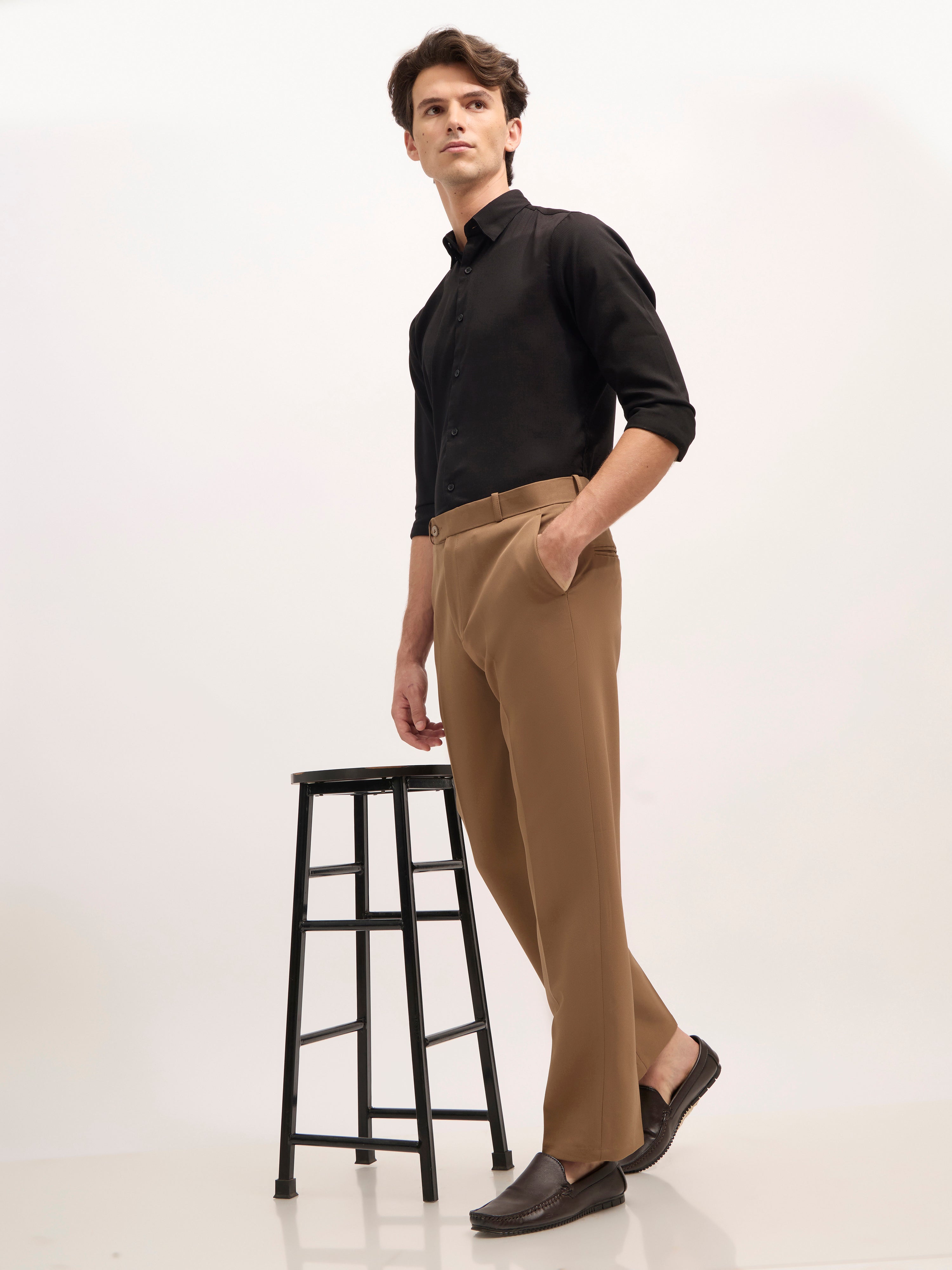 men's Straight Fit Formal Pant - Brown