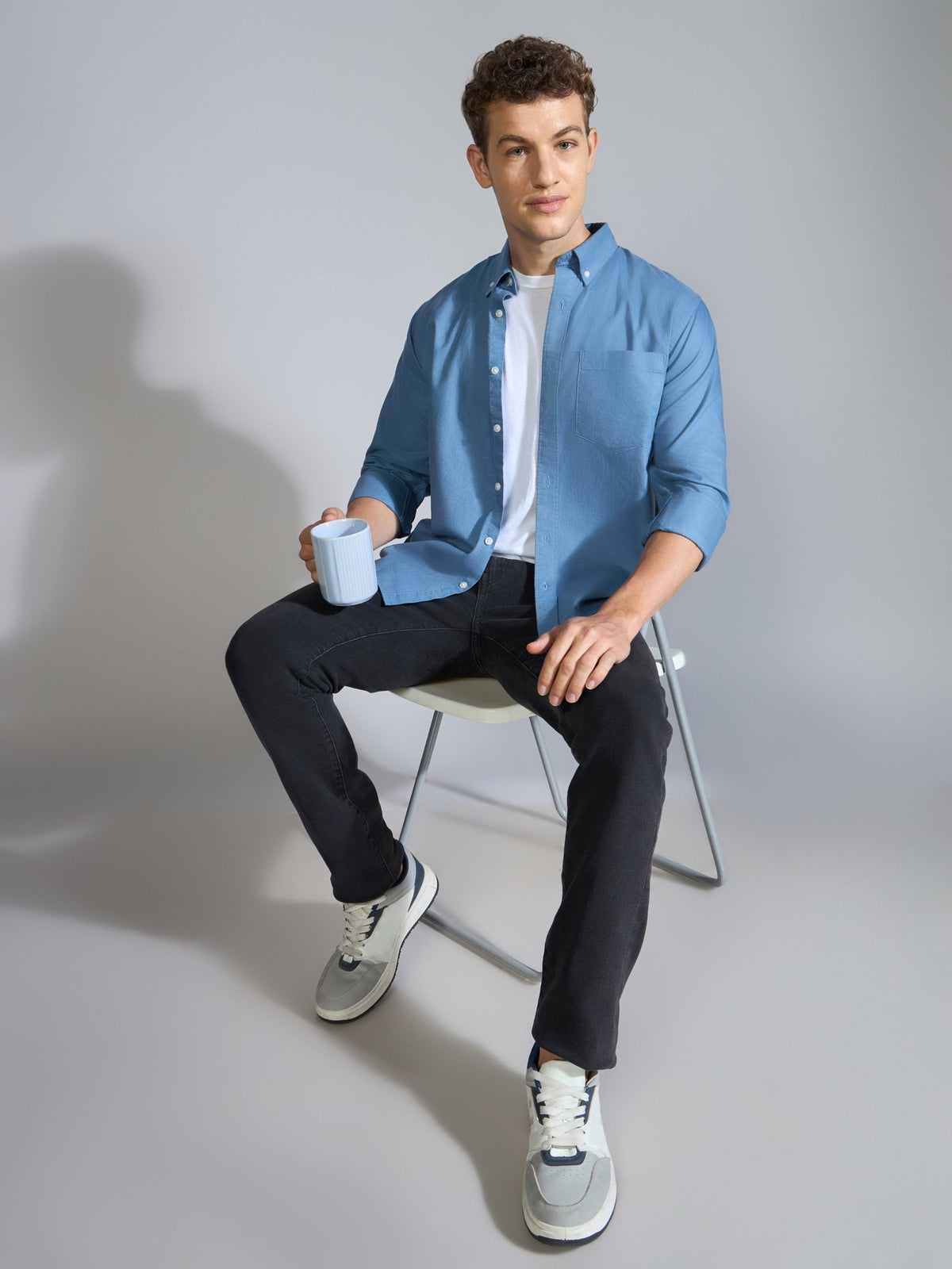 Flux - Relaxed Fit Oxford Shirt - Tex Blue - Espanshe