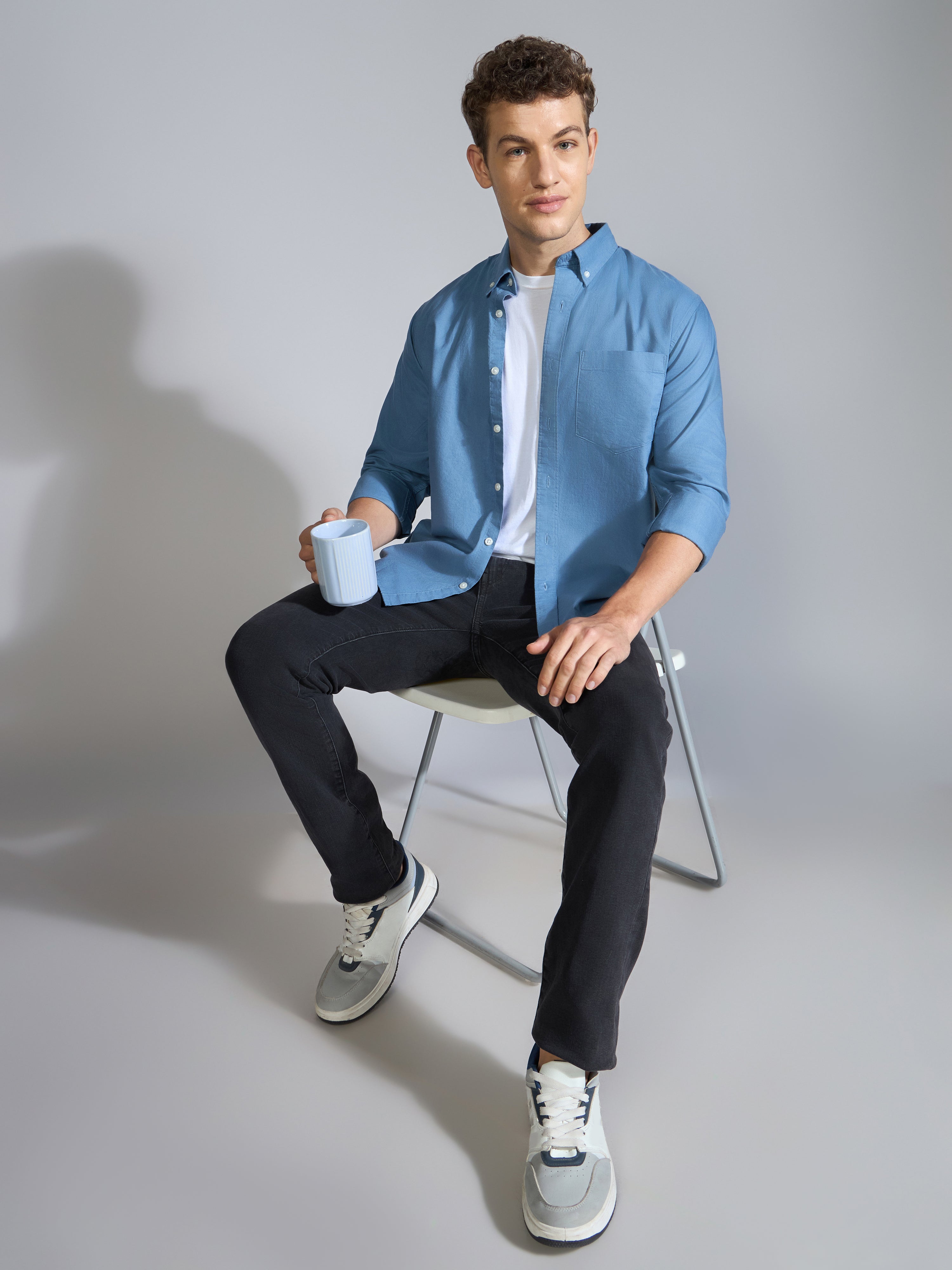 Flux - Relaxed Fit Oxford Shirt - Tex Blue