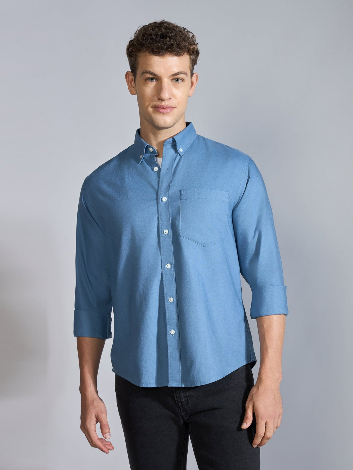 Flux - Relaxed Fit Oxford Shirt - Tex Blue - Espanshe