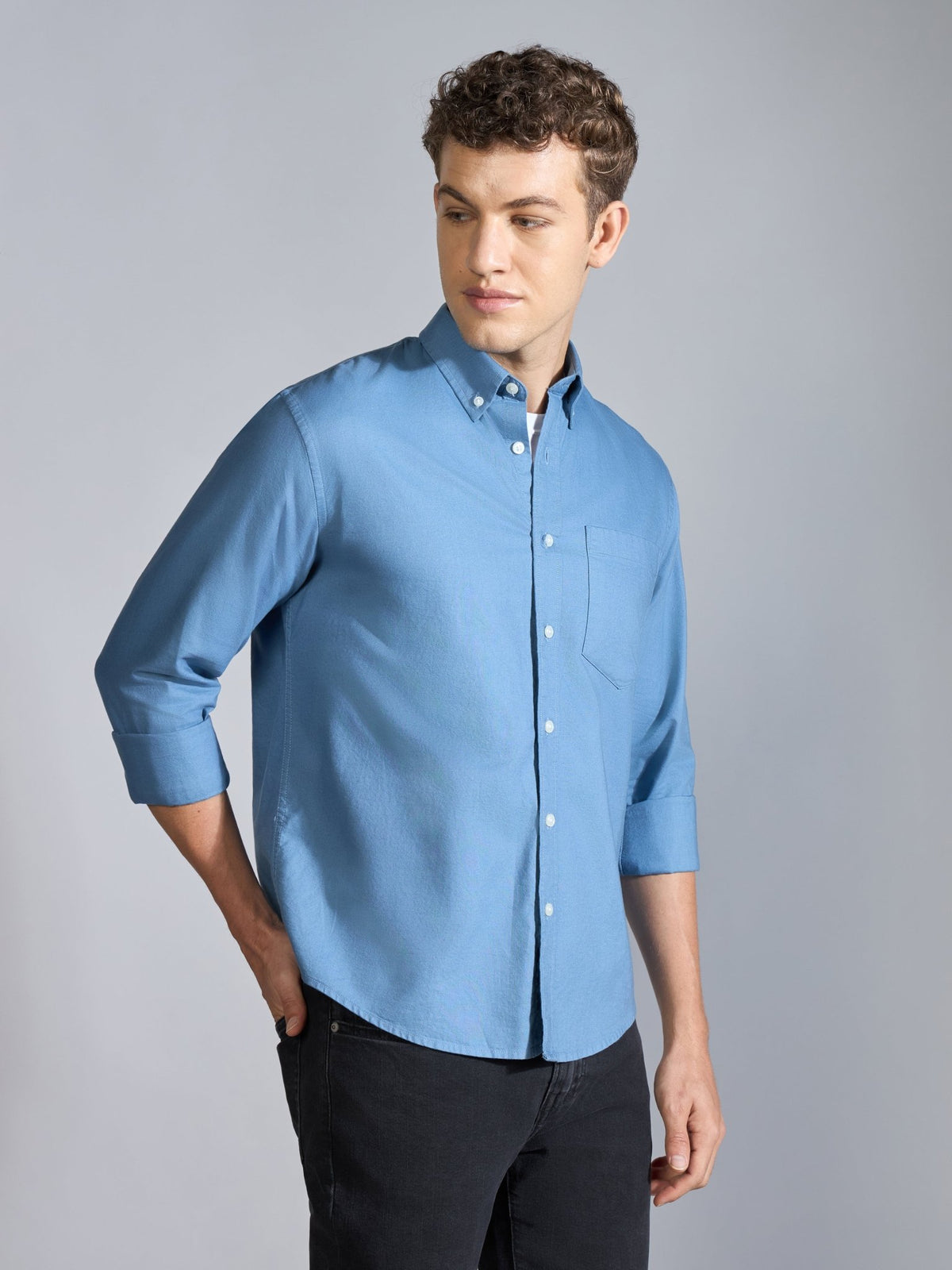 Flux - Relaxed Fit Oxford Shirt - Tex Blue - Espanshe