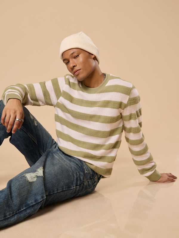 Swyft - Striped Crew neck Sweater - Green