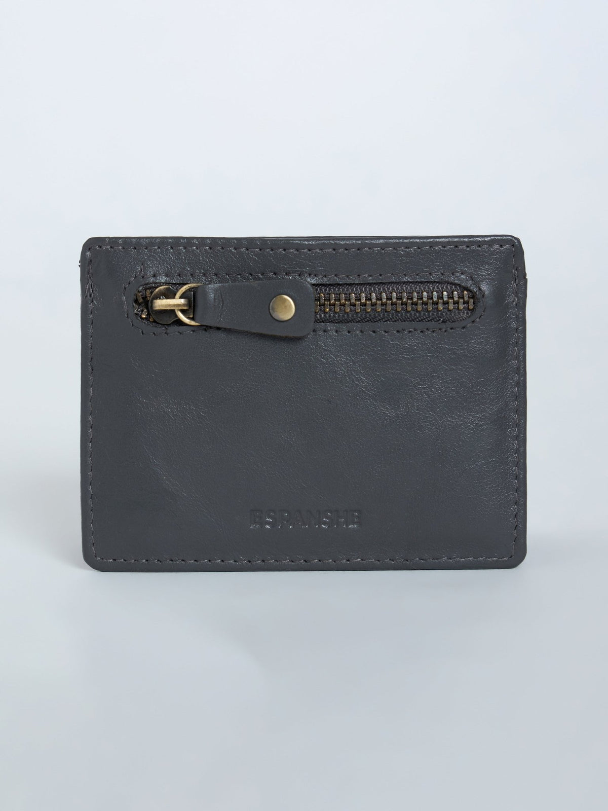 Arctic-9 - Card Holder Leather Zip Wallet - Grey - Espanshe