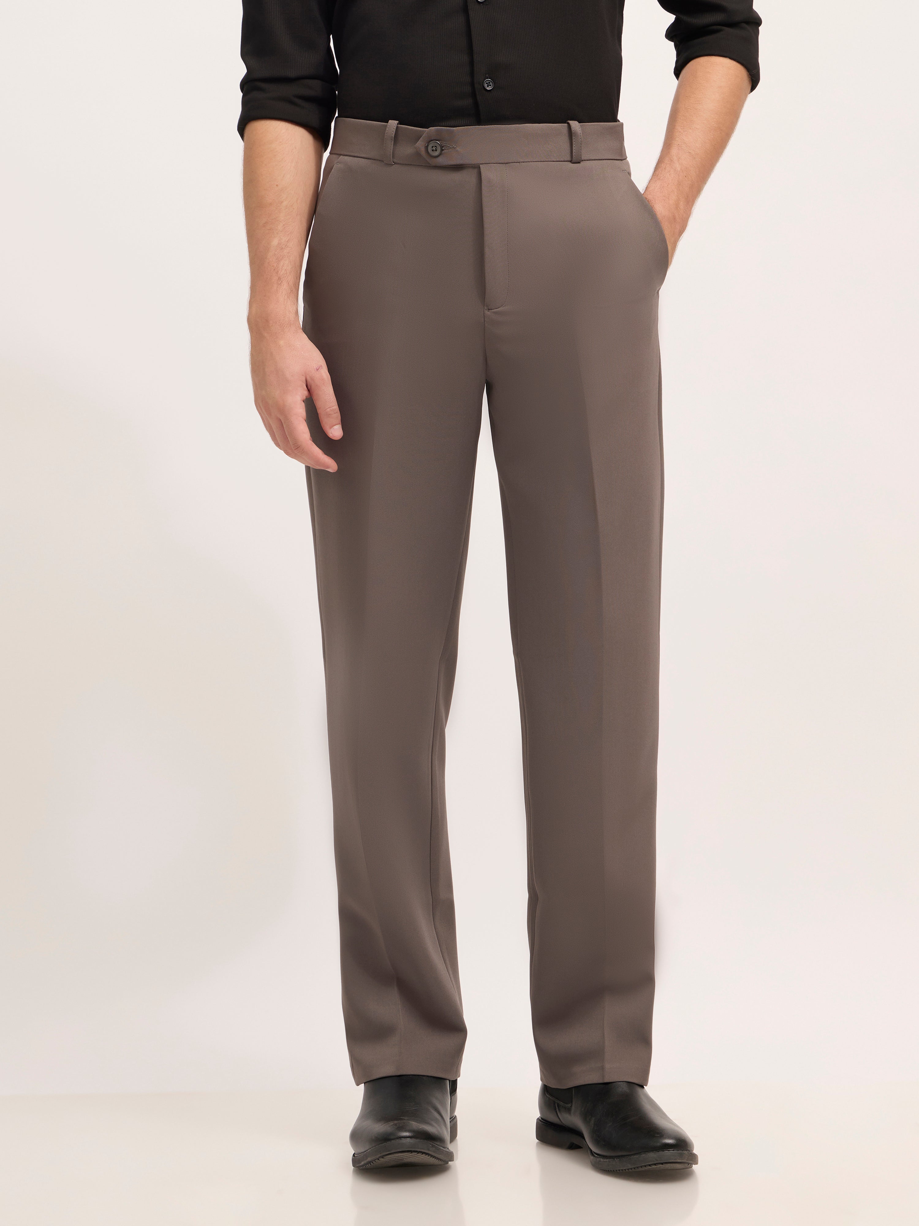 men's Straight Fit Formal Pant - dark gray