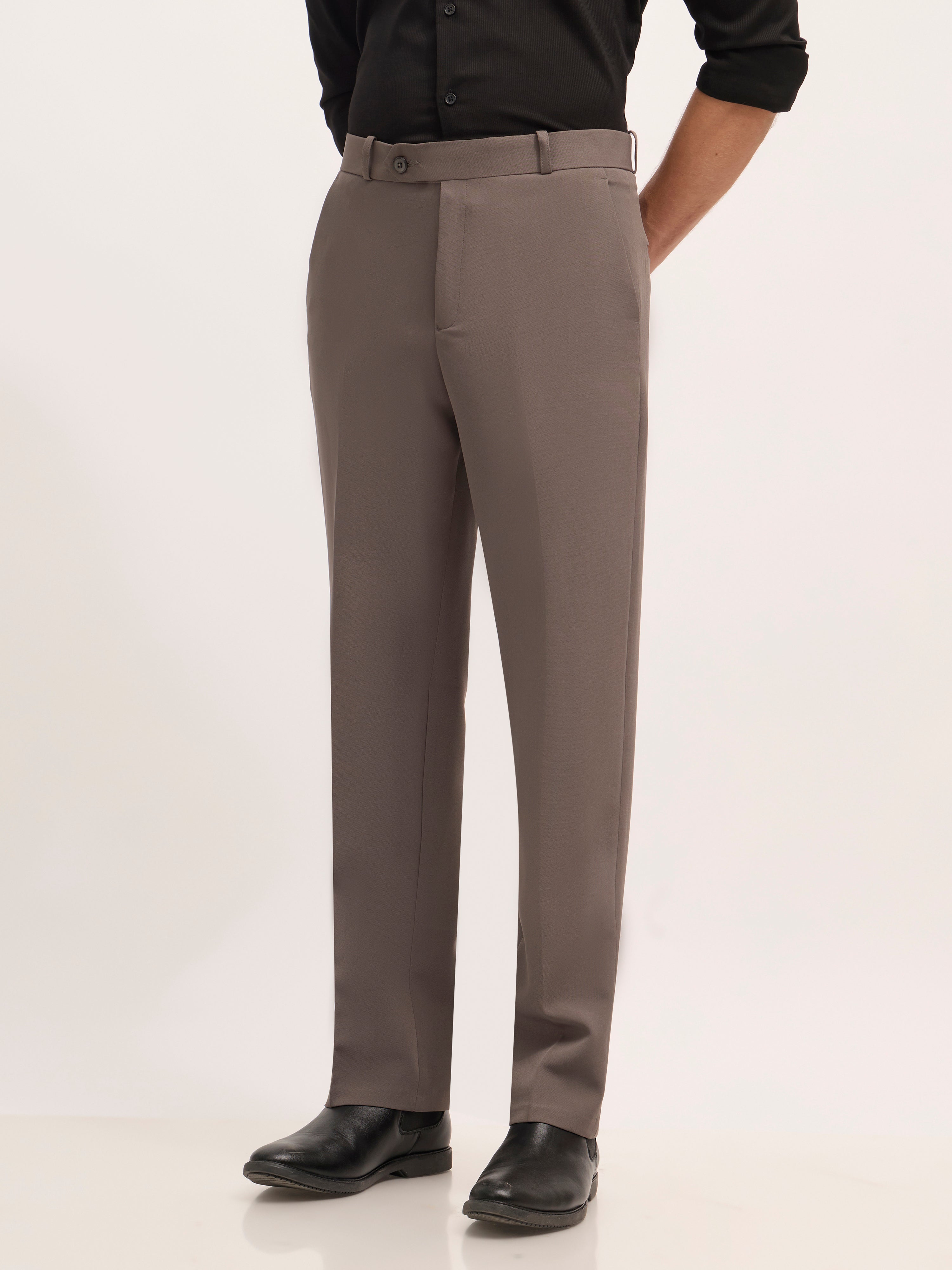 men's Straight Fit Formal Pant - dark gray