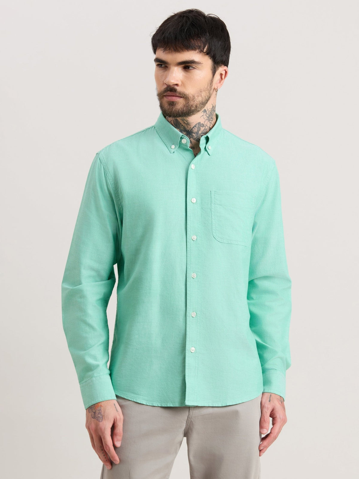 Zena - Relaxed Fit Oxford Shirt - Green - Espanshe