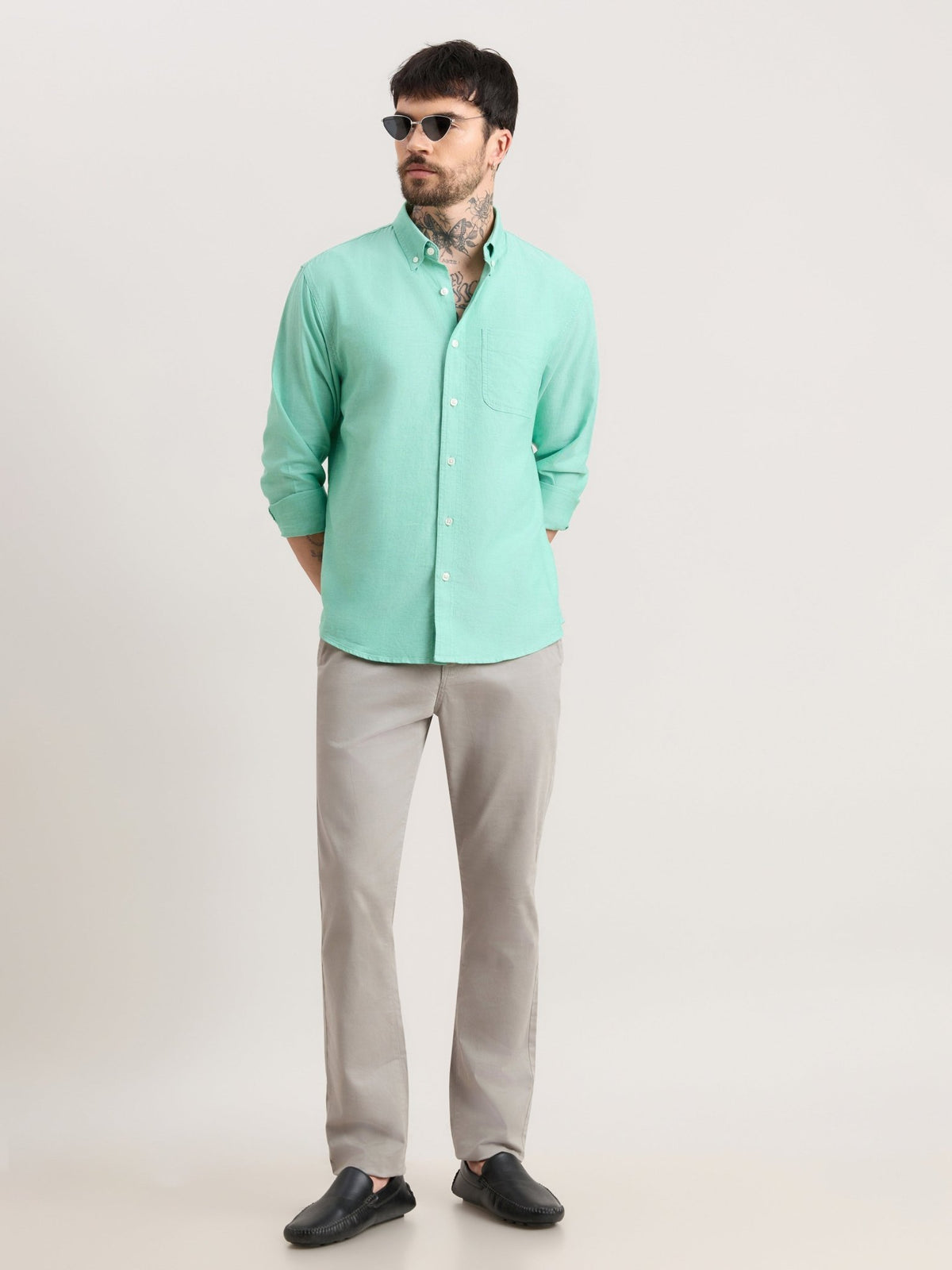 Zena - Relaxed Fit Oxford Shirt - Green - Espanshe