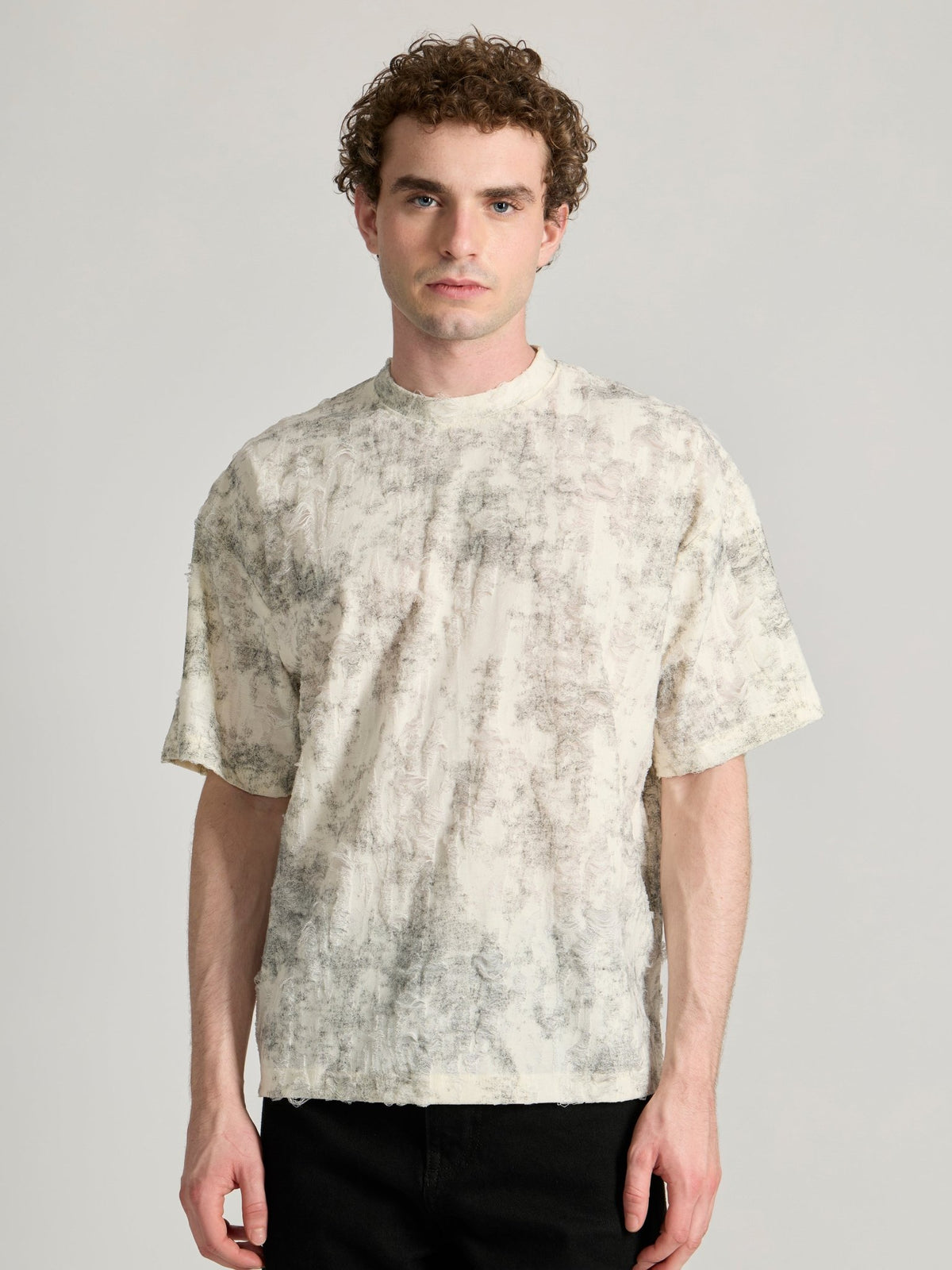 Galloway - Distressed Oversized T-Shirt - Black - Espanshe
