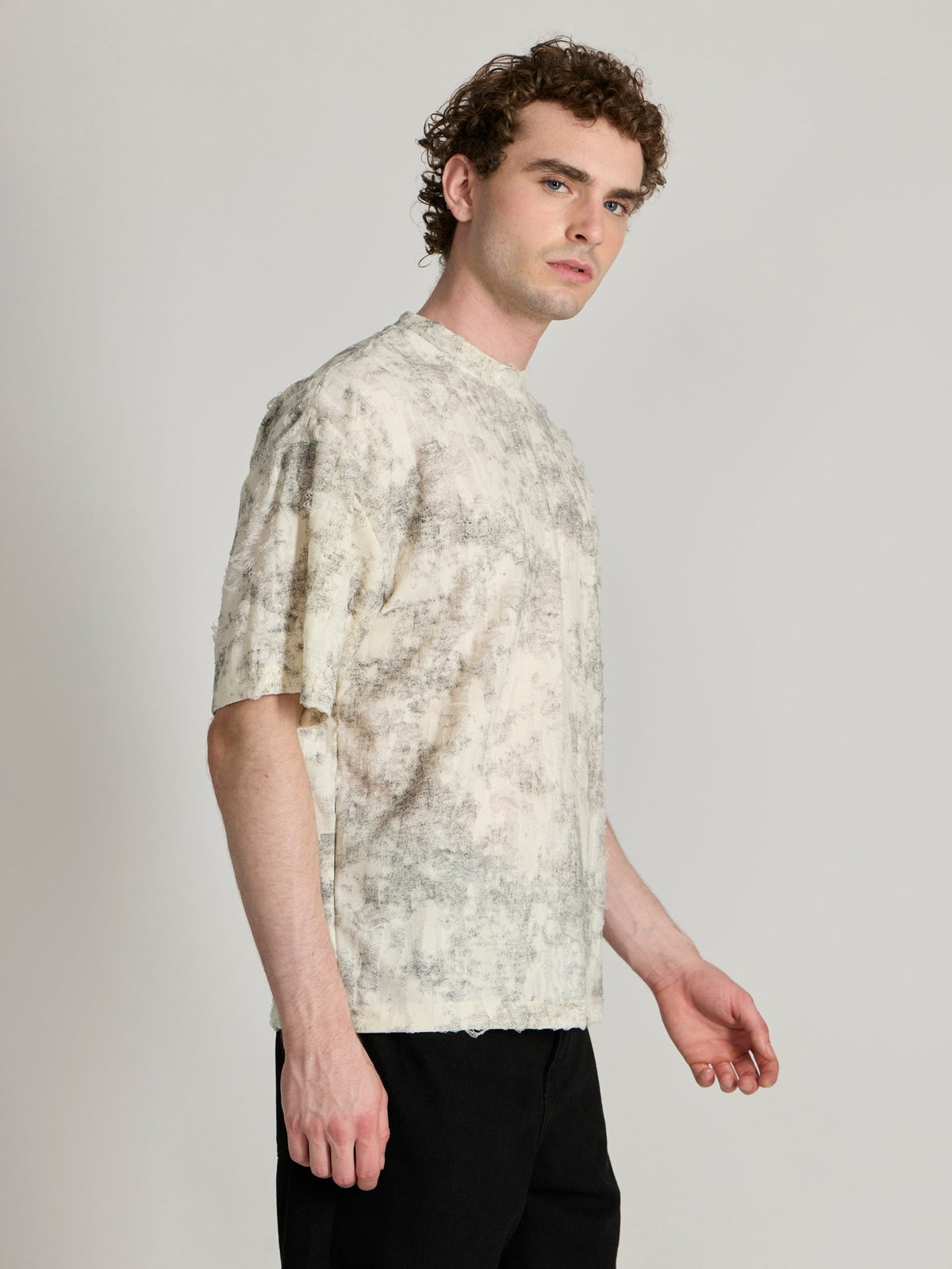 Galloway - Distressed Oversized T-Shirt - Black - Espanshe