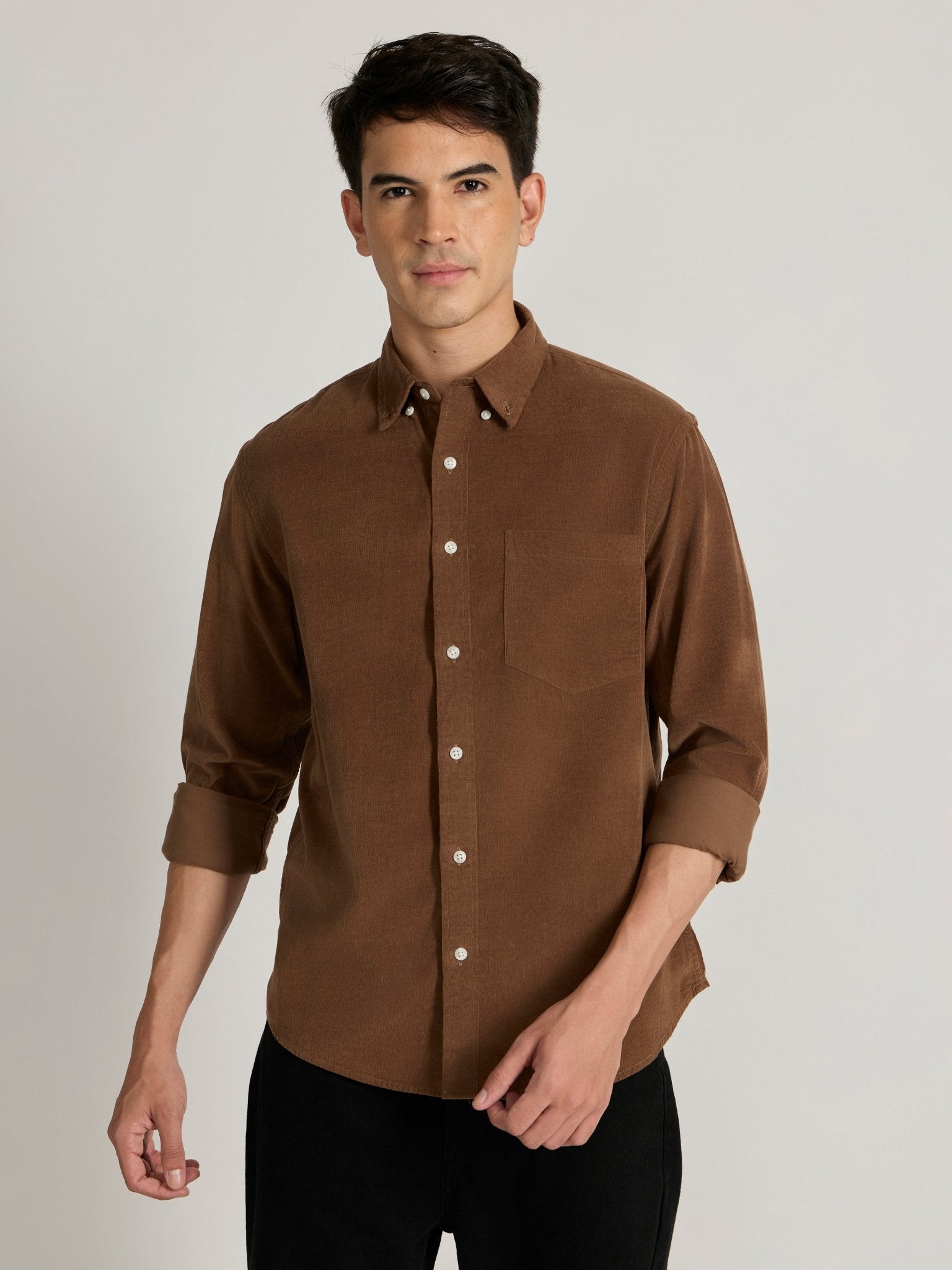 Zorin - Relaxed Corduroy Shirt - Brown - Espanshe