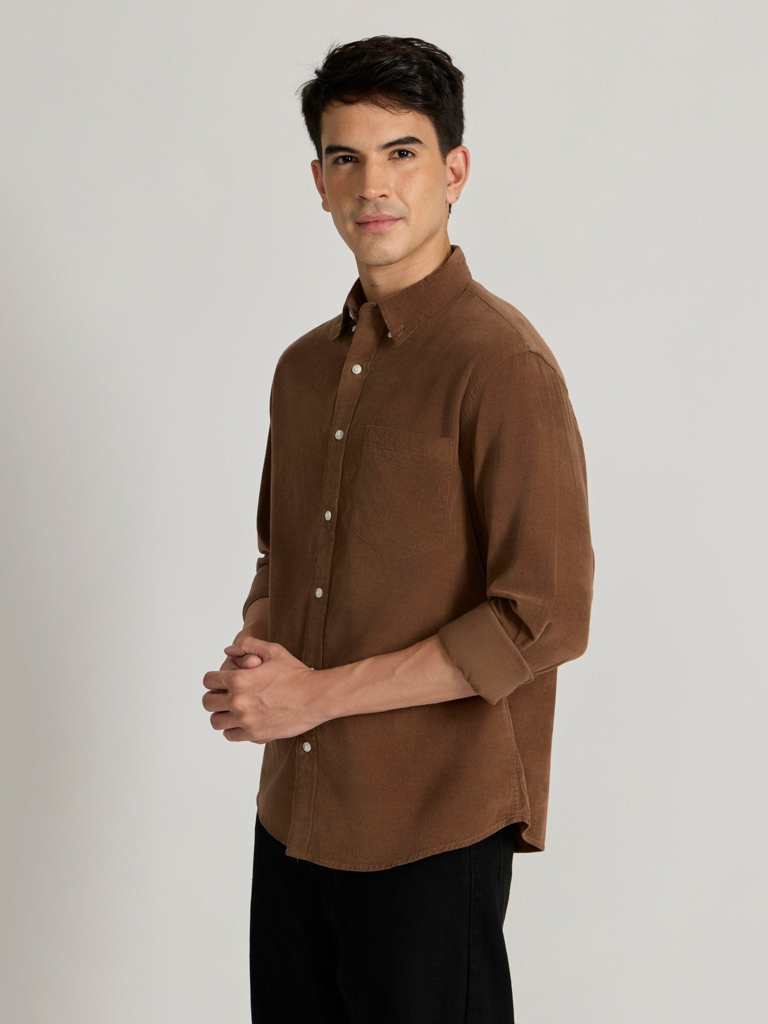 Zorin - Relaxed Corduroy Shirt - Brown - Espanshe