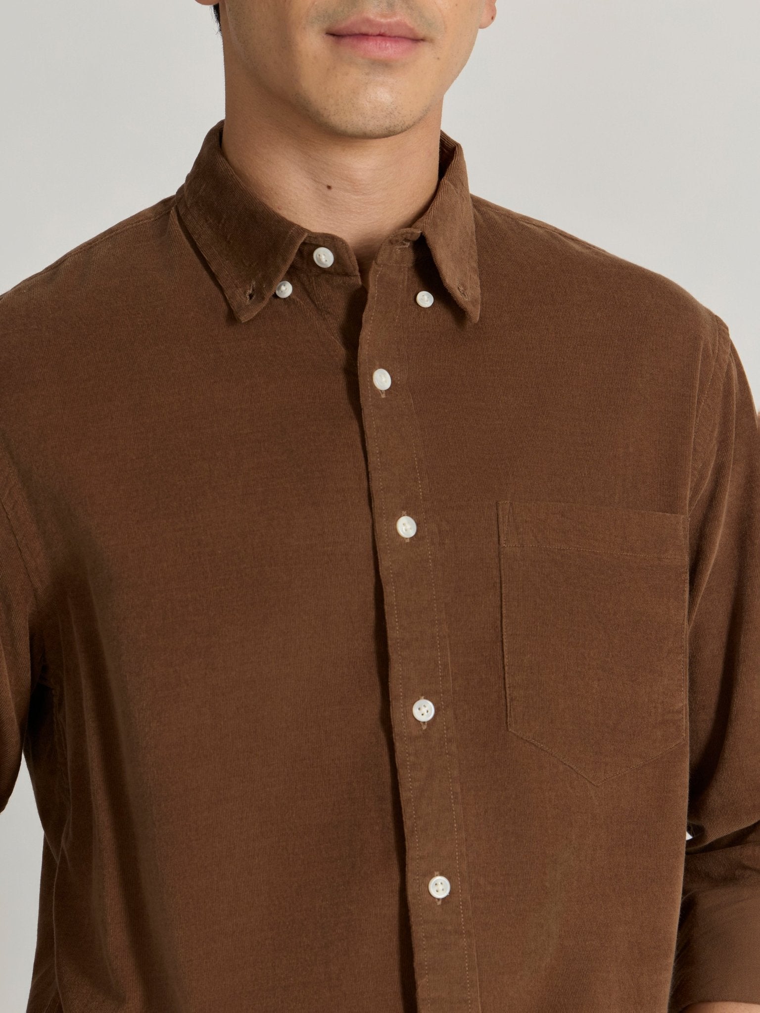 Zorin - Relaxed Corduroy Shirt - Brown - Espanshe