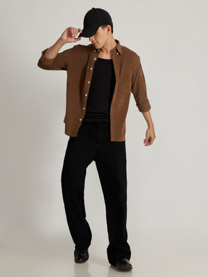 Men's Relaxed Corduroy Shirt - Brown