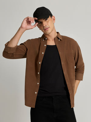 Men's Relaxed Corduroy Shirt - Brown