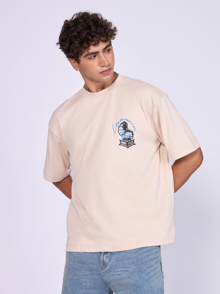 men wearing Lisztomania Retro Music Graphic T-Shirt - Cream

