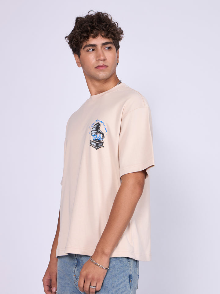 men wearing Lisztomania Retro Music Graphic T-Shirt - Cream

