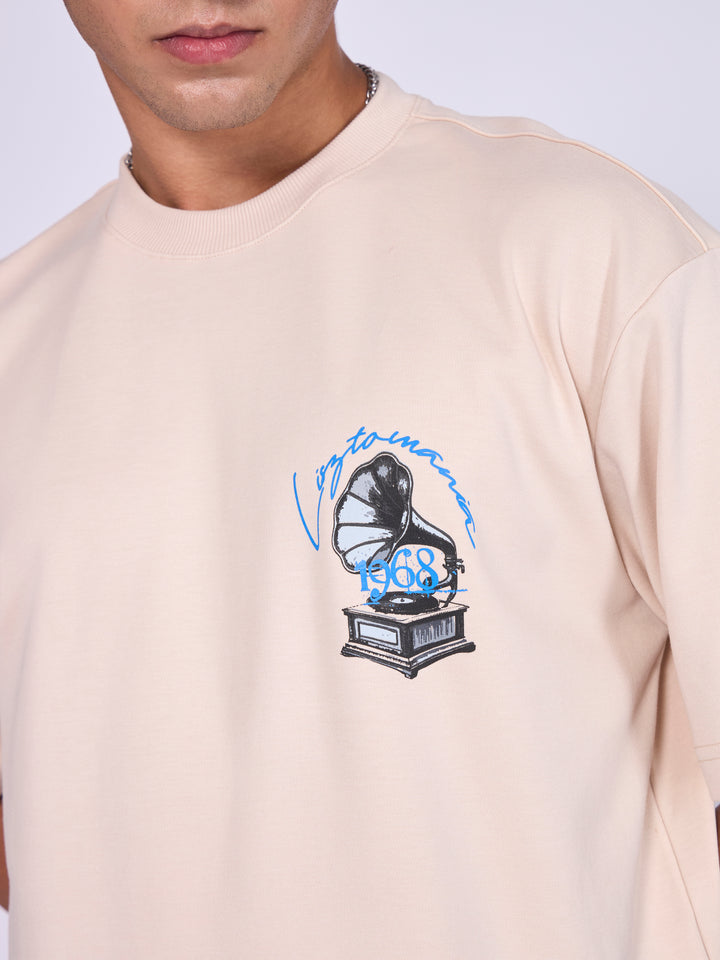 men wearing Lisztomania Retro Music Graphic T-Shirt - Cream

