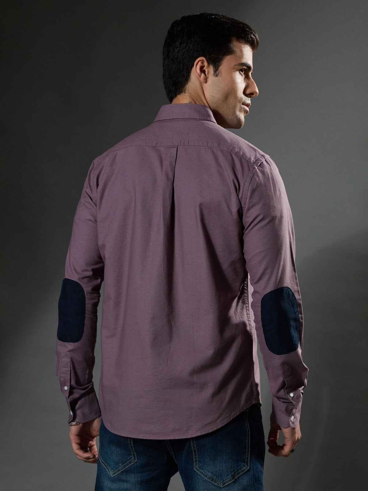 Classy - Turkish Fit Shirt With Elbow Patch - Pale Purple - Espanshe