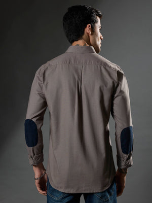 men's dark gray Turkish fit cotton shirt with breast pockets and elbow patches
men's shirt latest collection