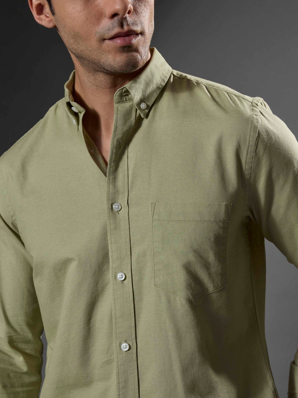 Classy - Turkish Fit Shirt With Elbow Patch - Pastel Green - Espanshe