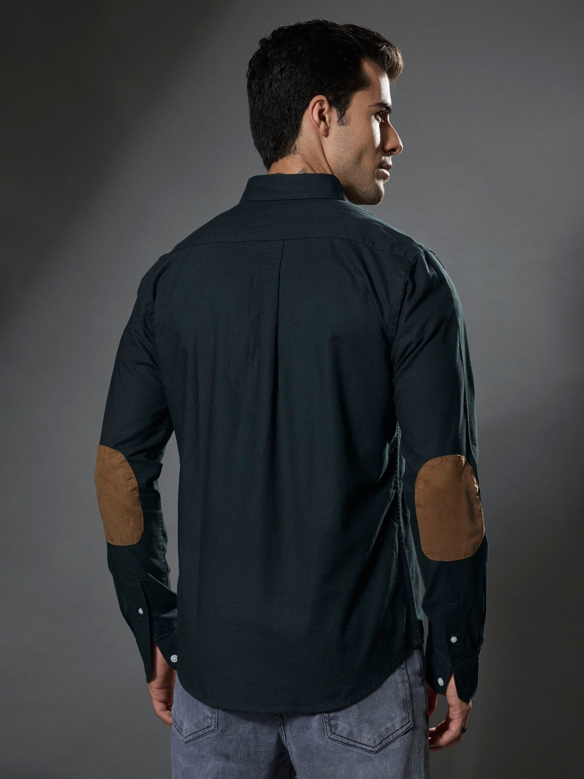 Classy - Turkish Fit Shirt with Elbow Patch - Dark Green - Espanshe