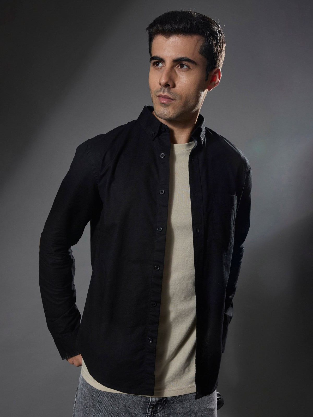 Classy - Turkish Fit Shirt with Elbow Patch - Black - Espanshe