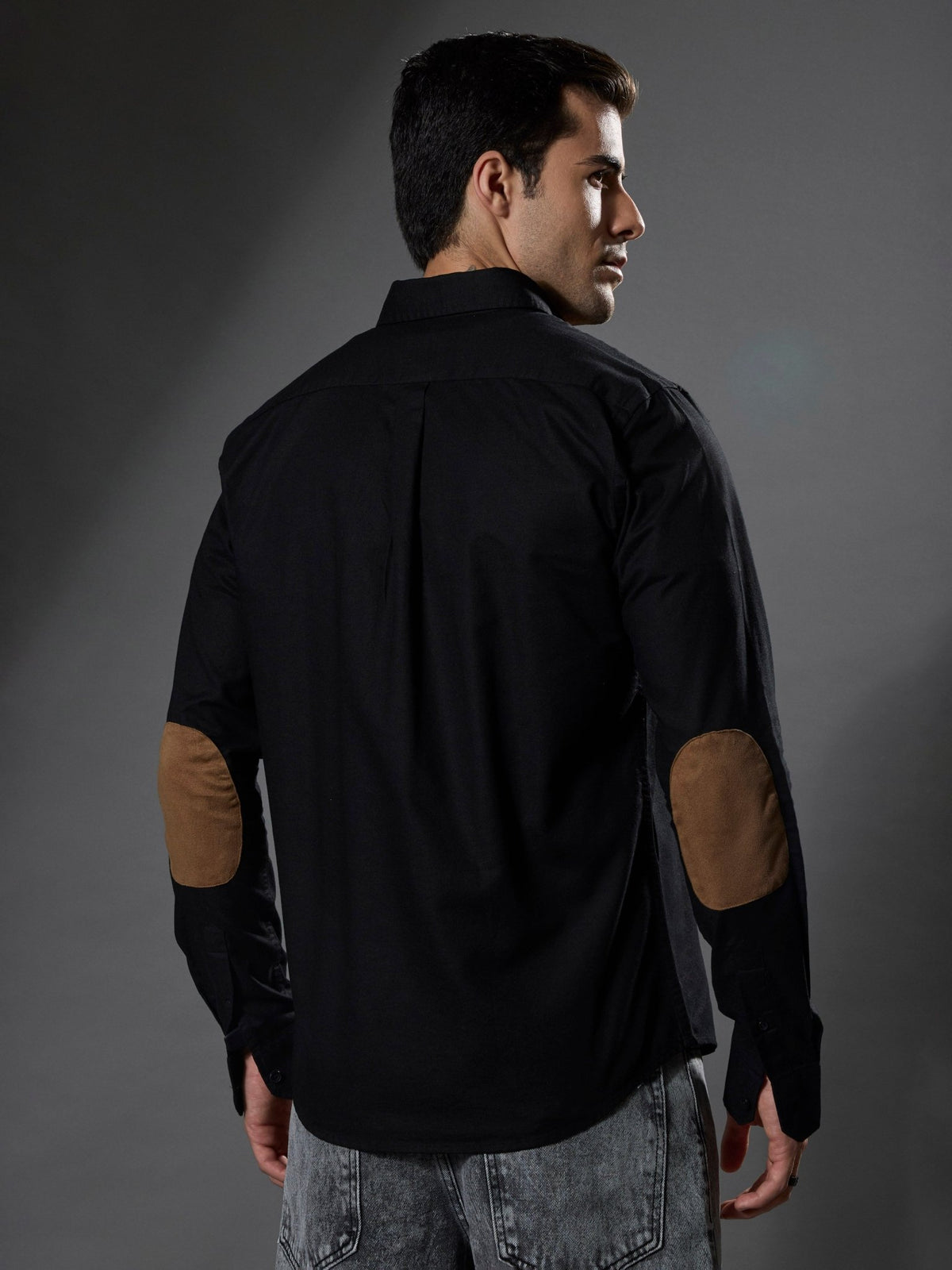 Classy - Turkish Fit Shirt with Elbow Patch - Black - Espanshe