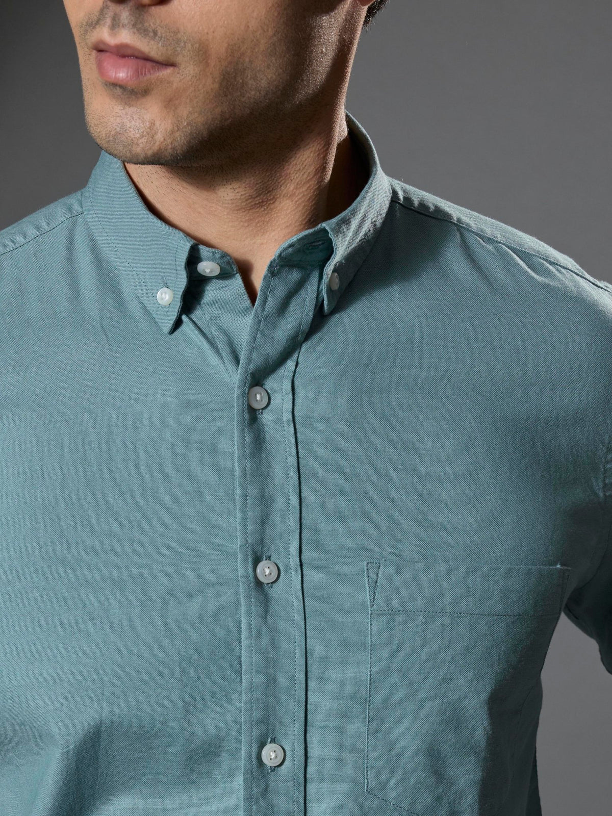 Classy - Turkish Fit Shirt With Elbow Patch - Aqua Green - Espanshe