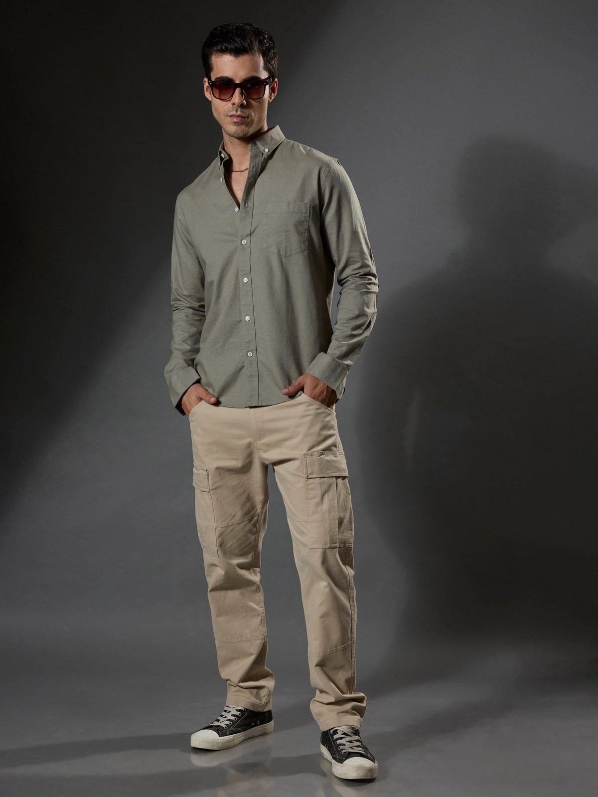 Classy - Turkish Fit Shirt With Elbow Patch - Cement Green - Espanshe