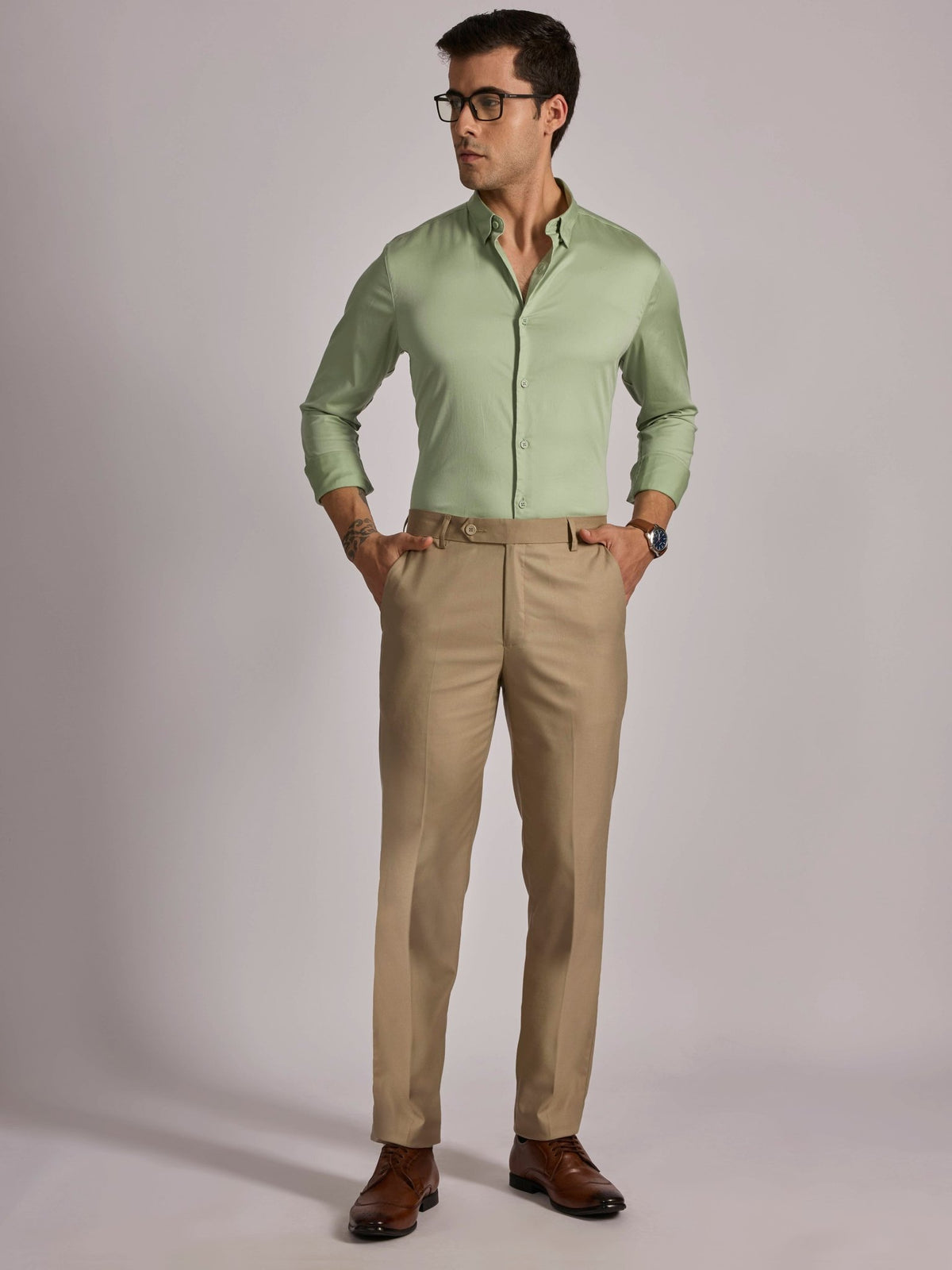 Yoyona - Turkish Fit Satin Shirt - Metalic Green - Espanshe