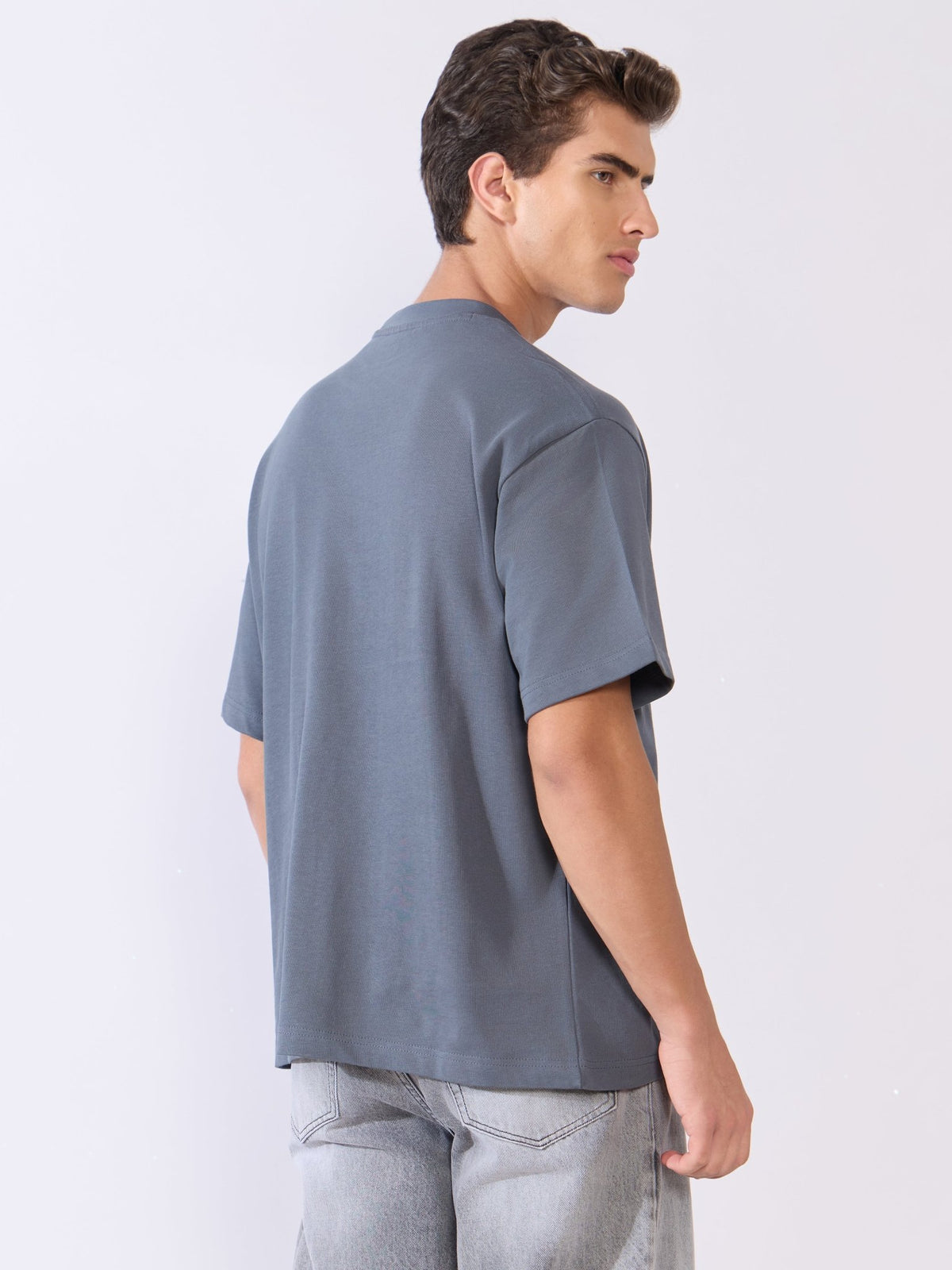 Vynora - Loose Fit Round Neck T-Shirt - Dark Grey - Espanshe