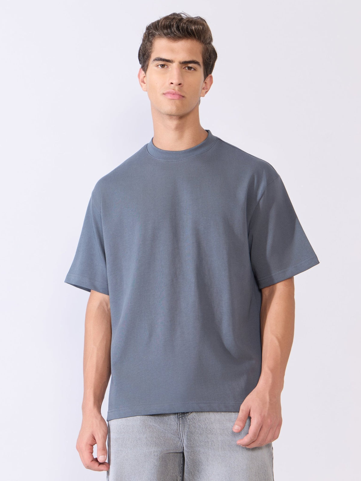 Vynora - Loose Fit Round Neck T-Shirt - Dark Grey - Espanshe