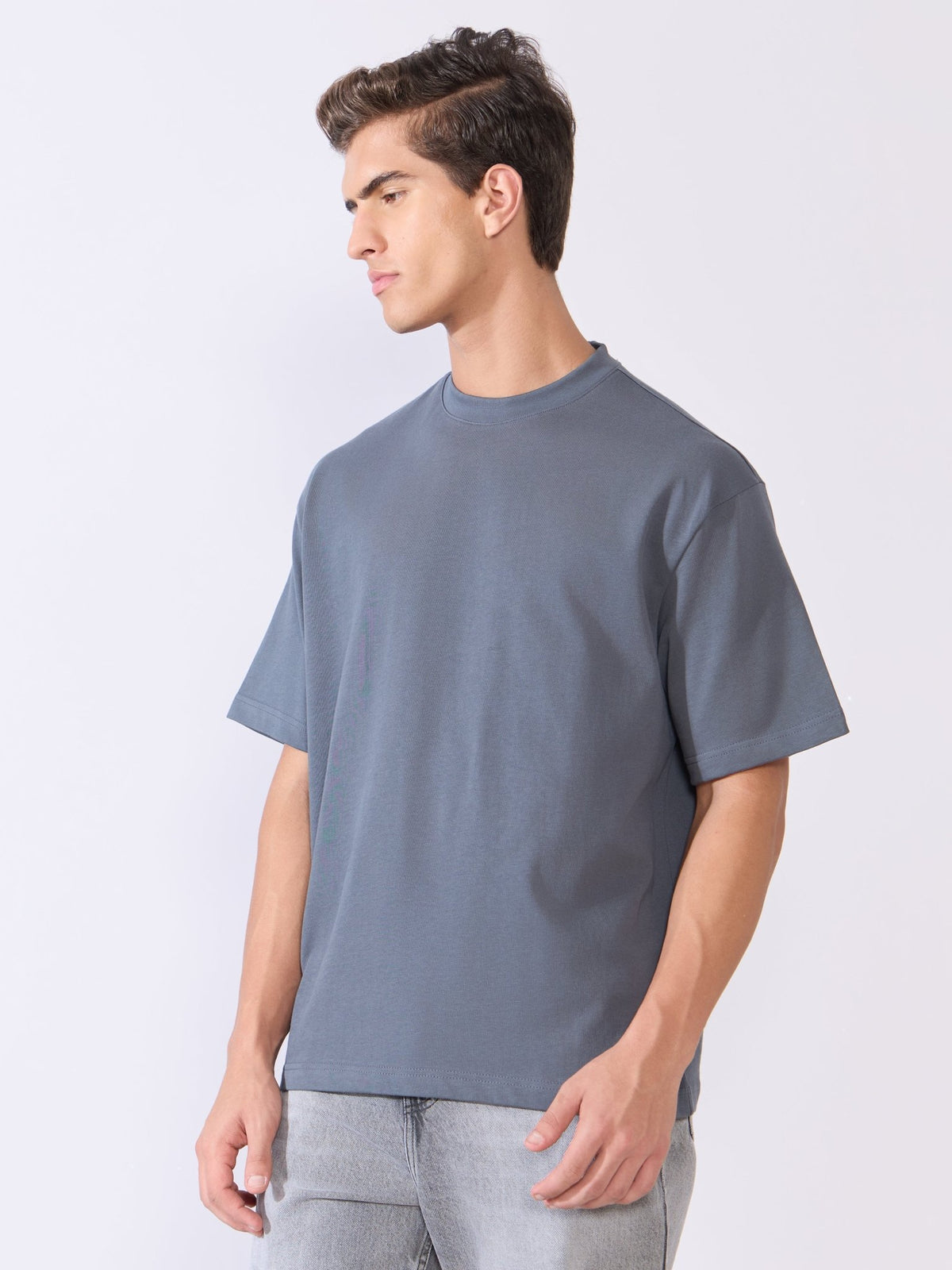 Vynora - Loose Fit Round Neck T-Shirt - Dark Grey - Espanshe